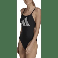 3 Bar Logo Print Badeanzug Damen Badeanzug