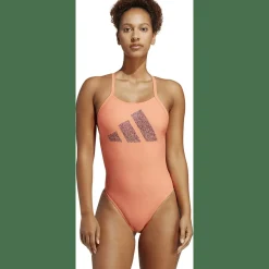3 Bar Logo Print Badeanzug Damen Badeanzug