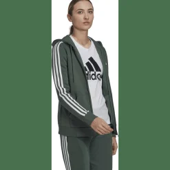 Essentials Fleece 3-Streifen Kapuzenjacke Damen Kapuzensweater