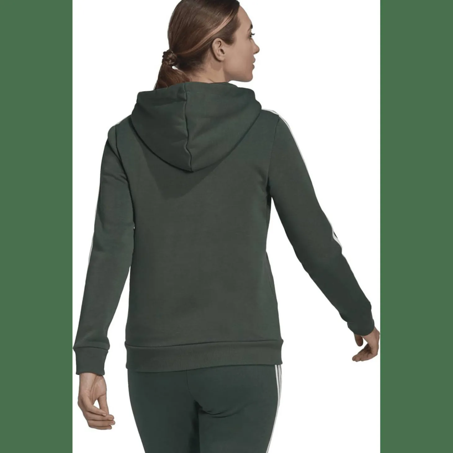Essentials Fleece 3-Streifen Kapuzenjacke Damen Kapuzensweater