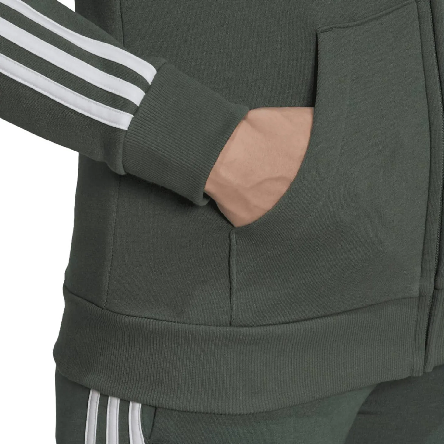 Essentials Fleece 3-Streifen Kapuzenjacke Damen Kapuzensweater