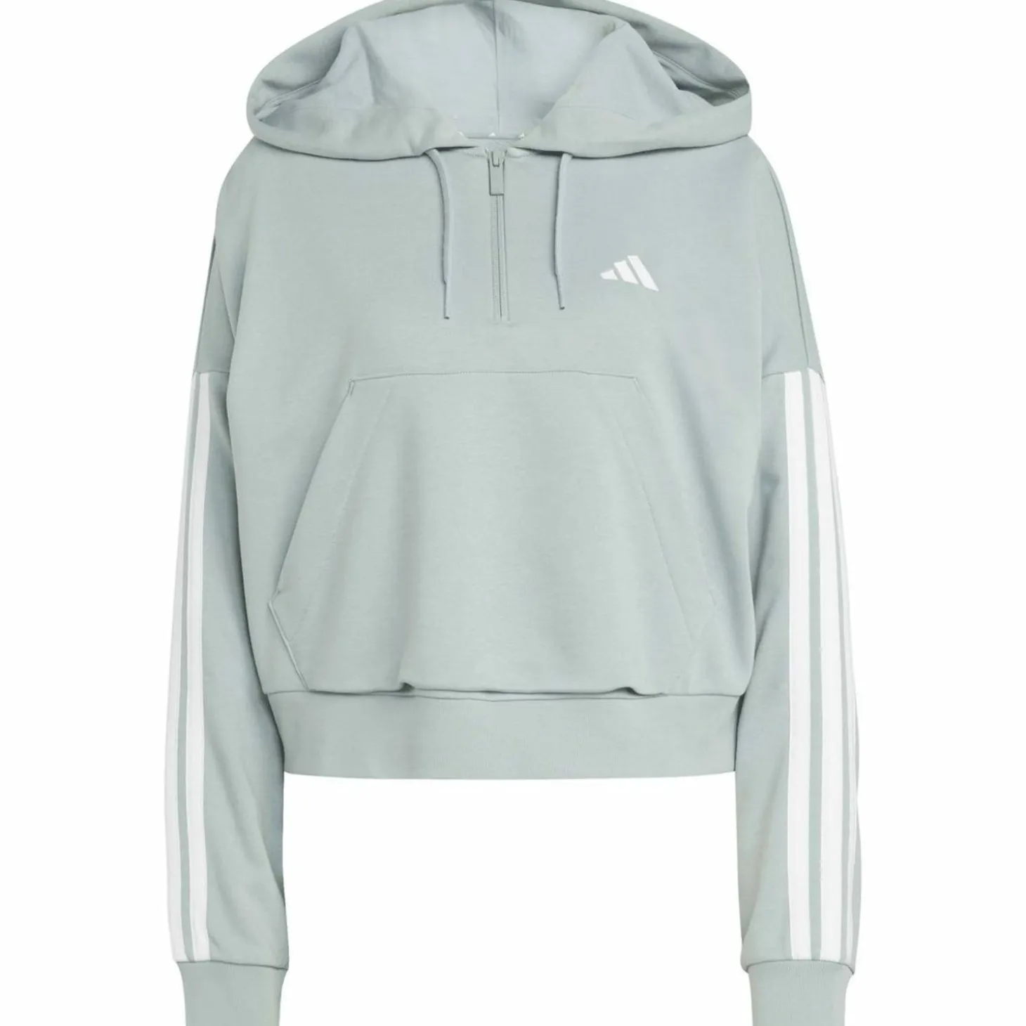 Essentials 3-Streifen French Terry Quarter-Zip Damen Kapuzensweater