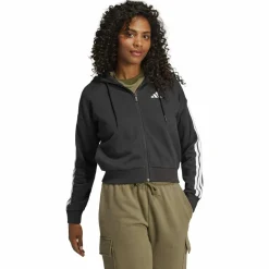 Essentials 3-Streifen French Terry Damen Kapuzensweater