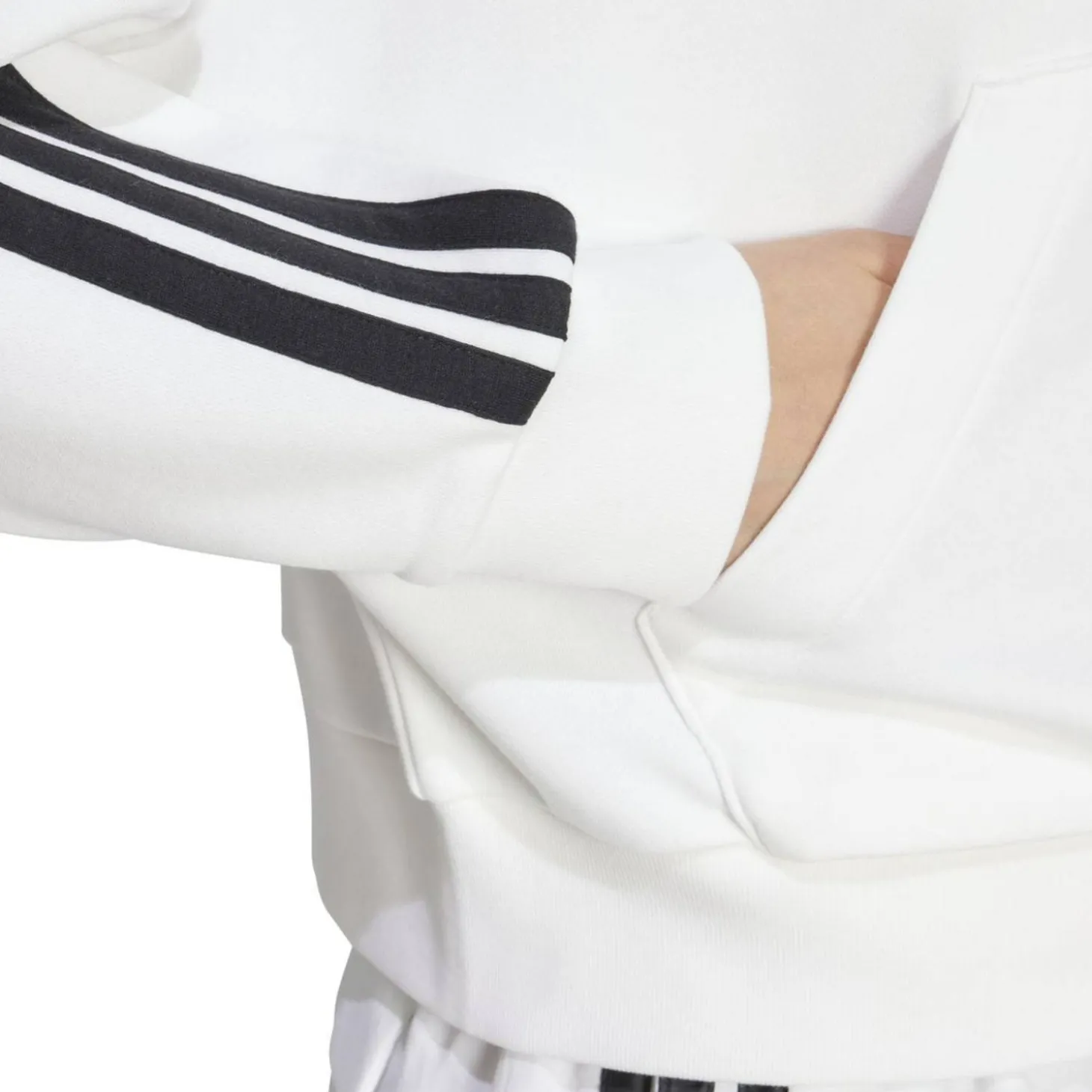 Essentials 3-Streifen French Terry Quarter-Zip Damen Kapuzensweater