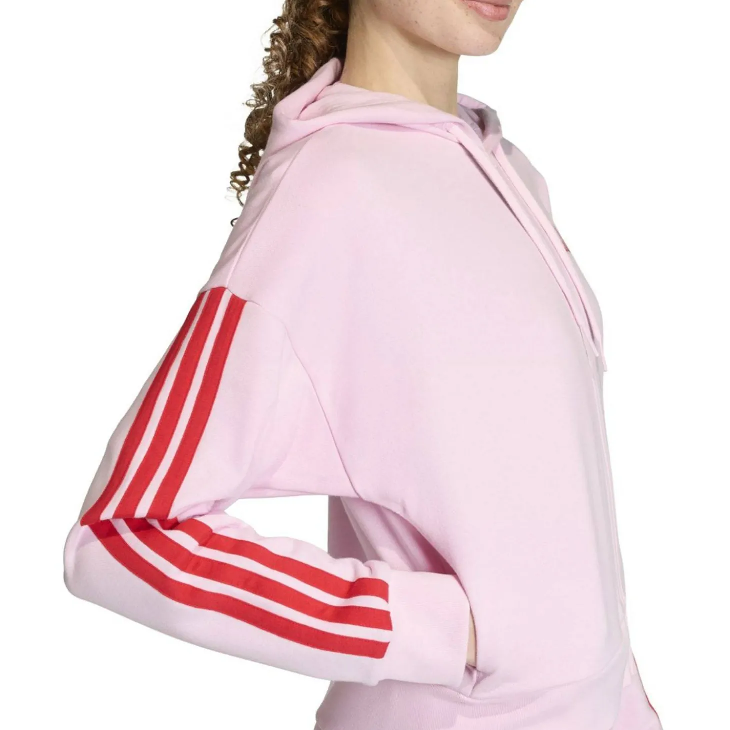 Essentials 3-Streifen French Terry Damen Kapuzensweater