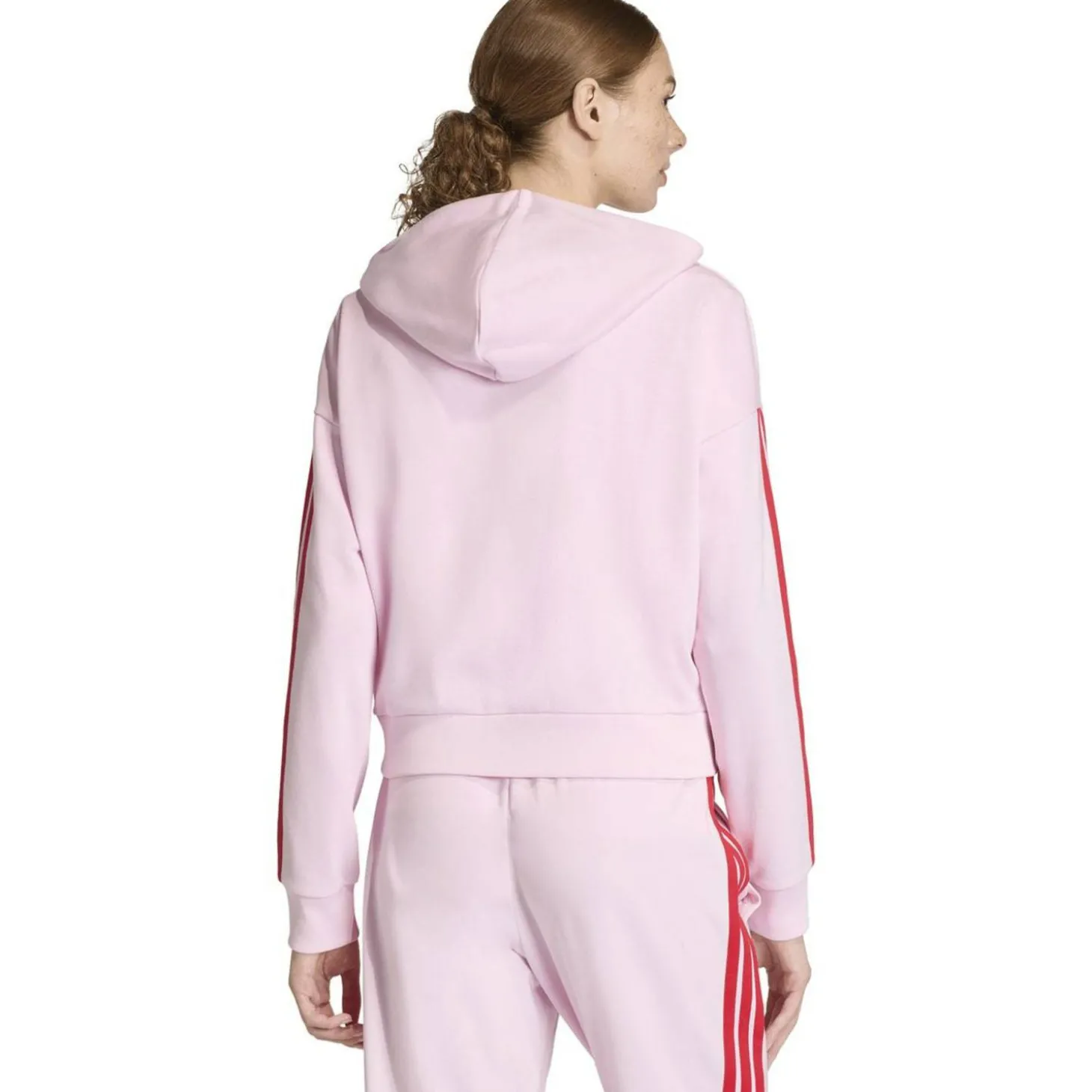 Essentials 3-Streifen French Terry Damen Kapuzensweater