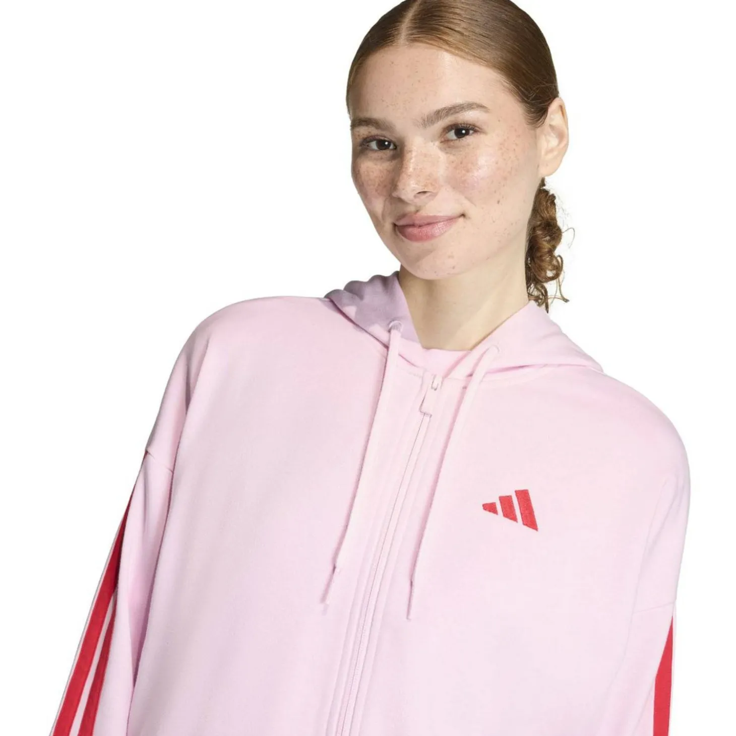 Essentials 3-Streifen French Terry Damen Kapuzensweater