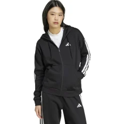 Essentials 3-Streifen Full-Zip Fleece Damen Kapuzensweater