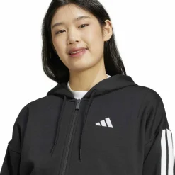 Essentials 3-Streifen Full-Zip Fleece Damen Kapuzensweater