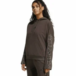 Seasonal Essentials Leopard Print French Terry with 3-Stripes Damen Kapuzensweater
