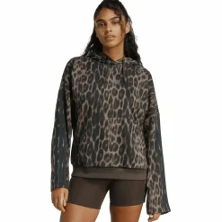 Seasonal Essentials Leopard Print French Terry with 3-Stripes Damen Kapuzensweater