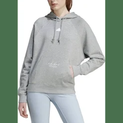 Signature Graphic Embroidery French Terry Loose Damen Kapuzensweater